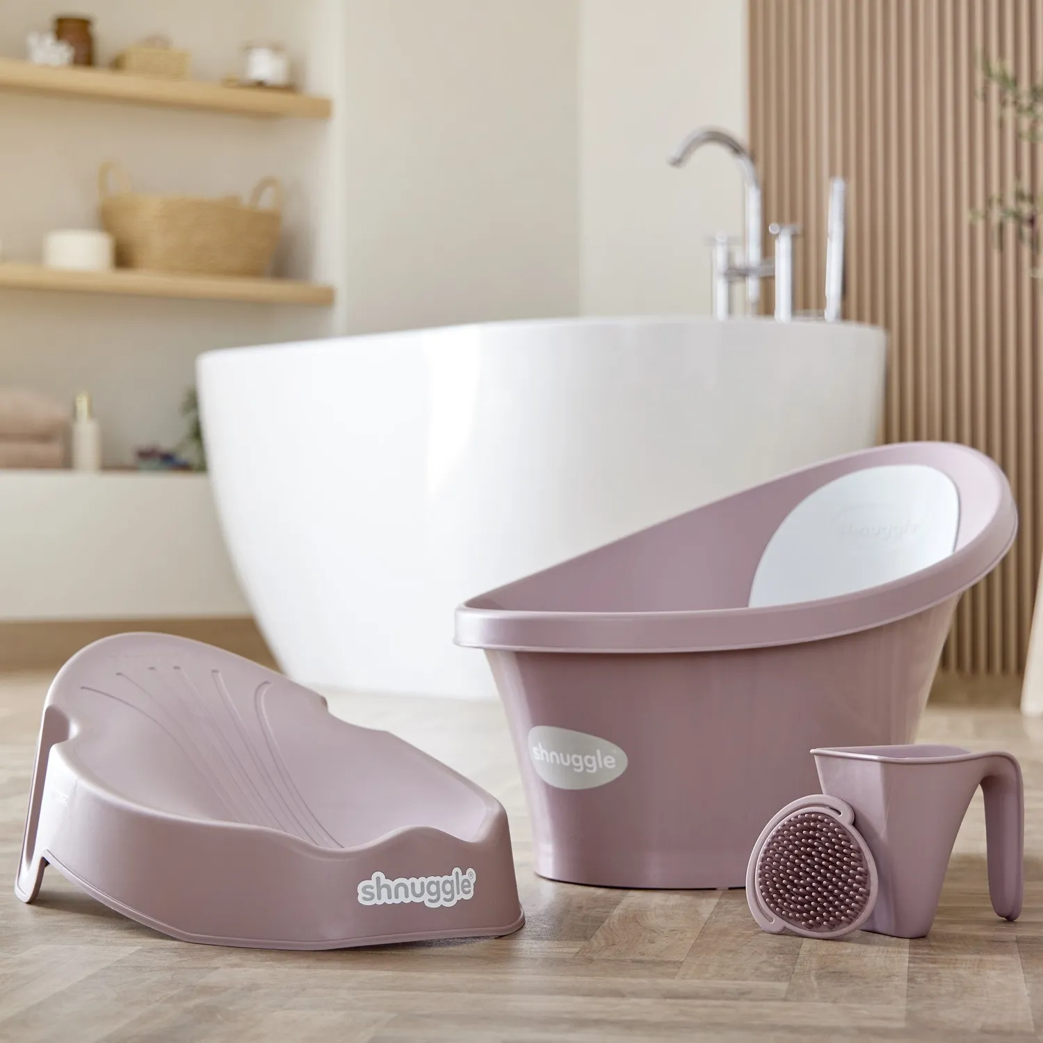 Shnuggle Blossom badekar og nyfødtstøtte sæt 4 dele