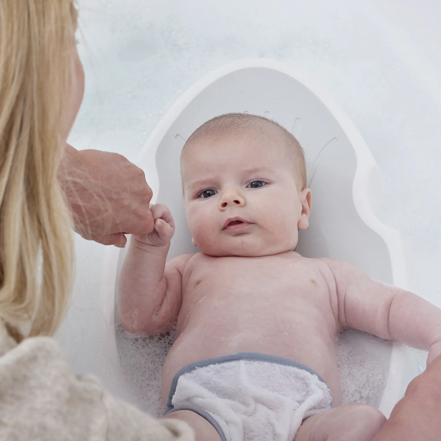 Shnuggle Newborn Bath Support badestøtte hvid blød