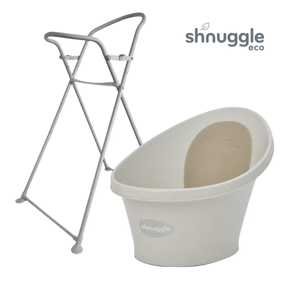 Shnuggle Eco babybad med stativ sæt genbrugsplast