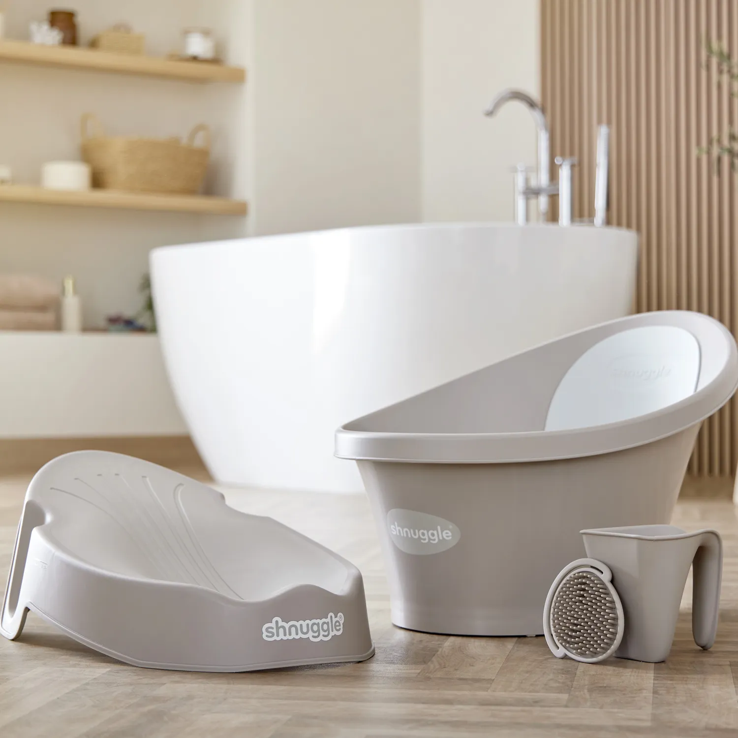 Shnuggle Bath Bundle badesæt taupe til nyfødte