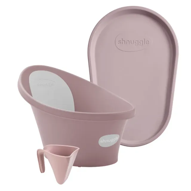 Shnuggle Blossom babybadekar og puslemåtte sæt lyserød