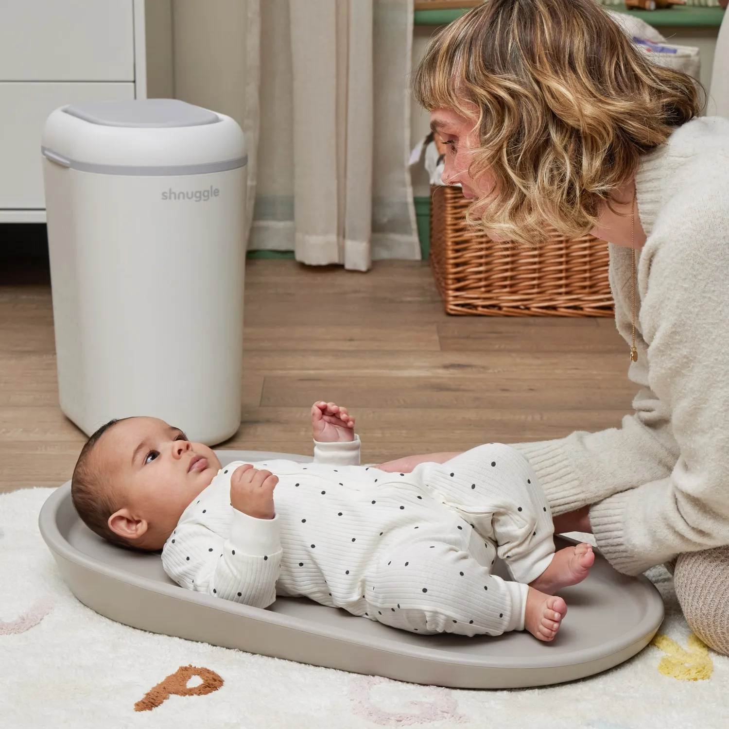 Shnuggle Eco-Touch puslespand og puslemåtte kassettefri sæt