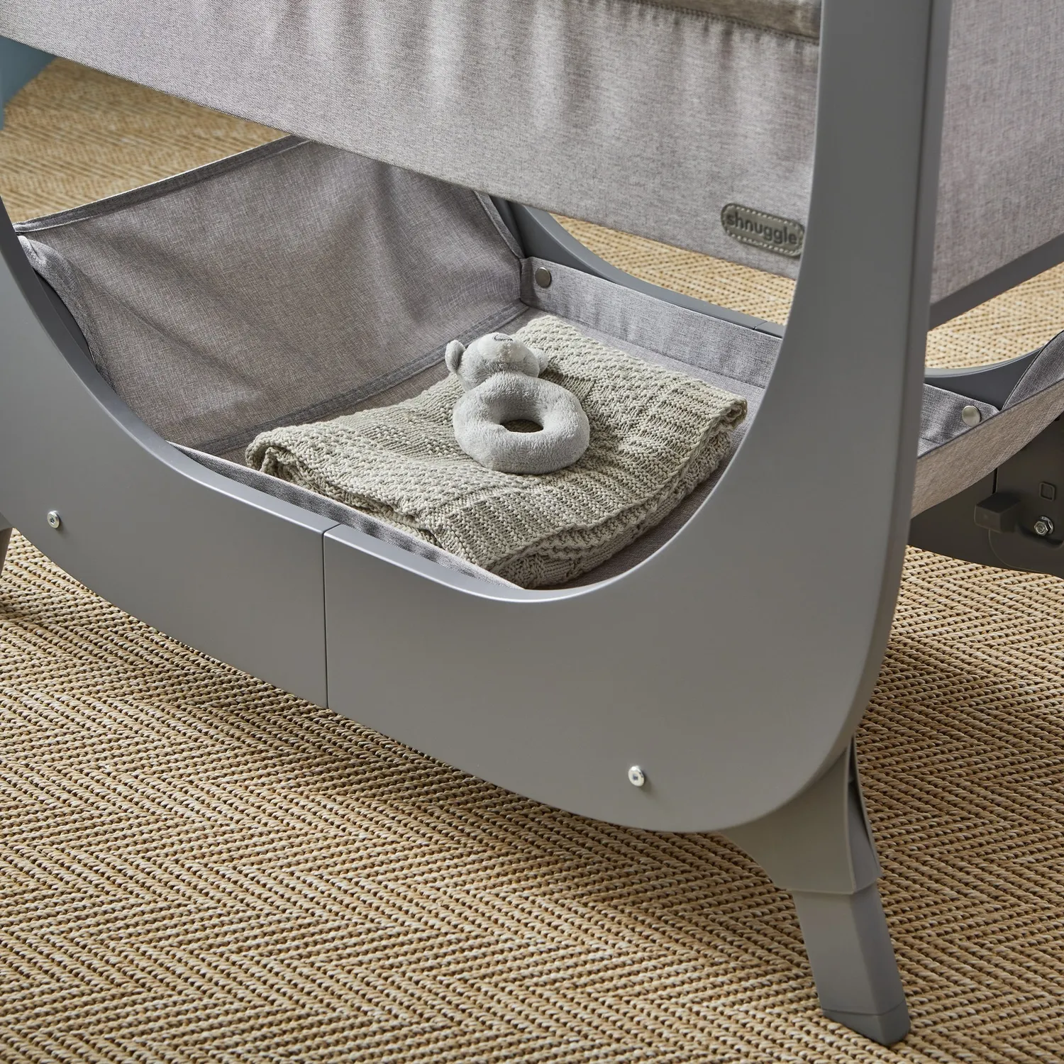 Shnuggle Air Lite bedside crib taupe mesh 6 højder