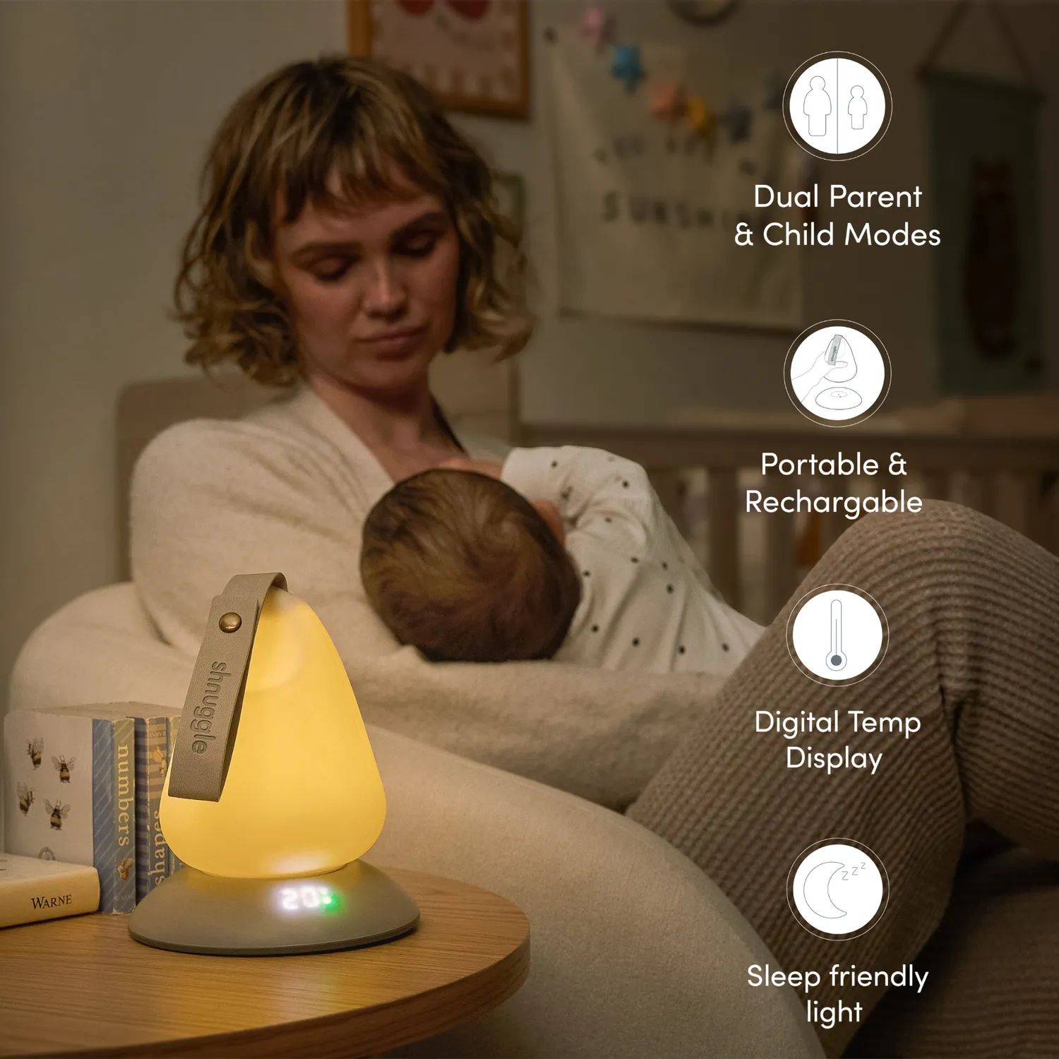 Shnuggle Moonlight Plus natlampe bærbar