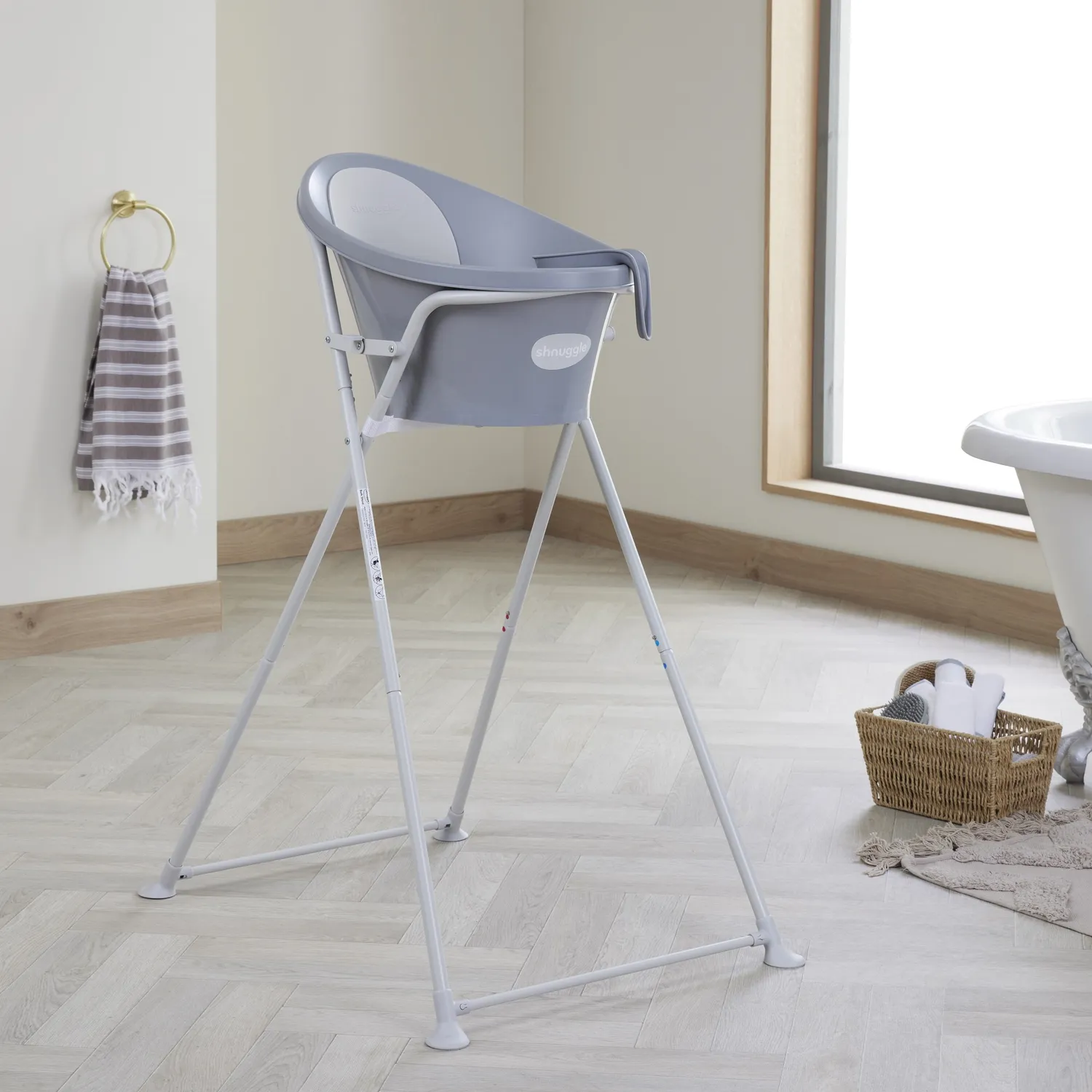 Shnuggle badestativ til babybad 0-6 mdr metal