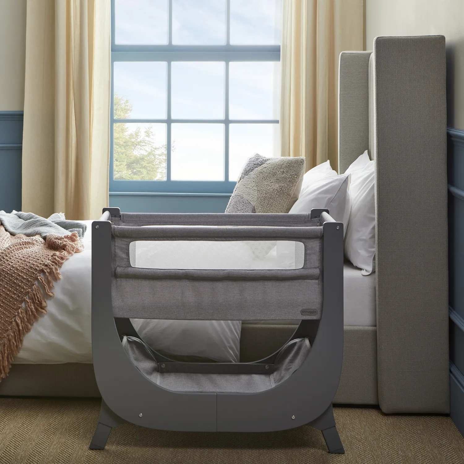 Shnuggle Air Lite bedside crib taupe mesh 6 højder