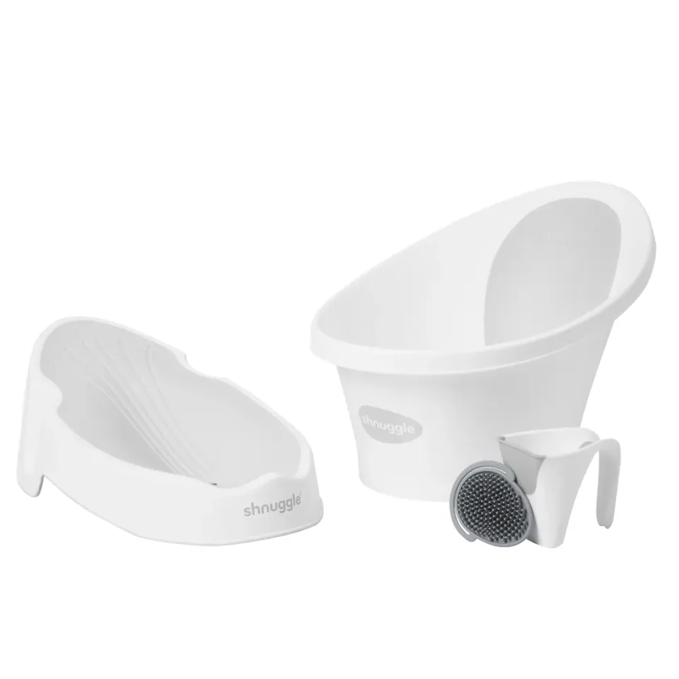 Shnuggle Newborn badekar sæt hvid børste