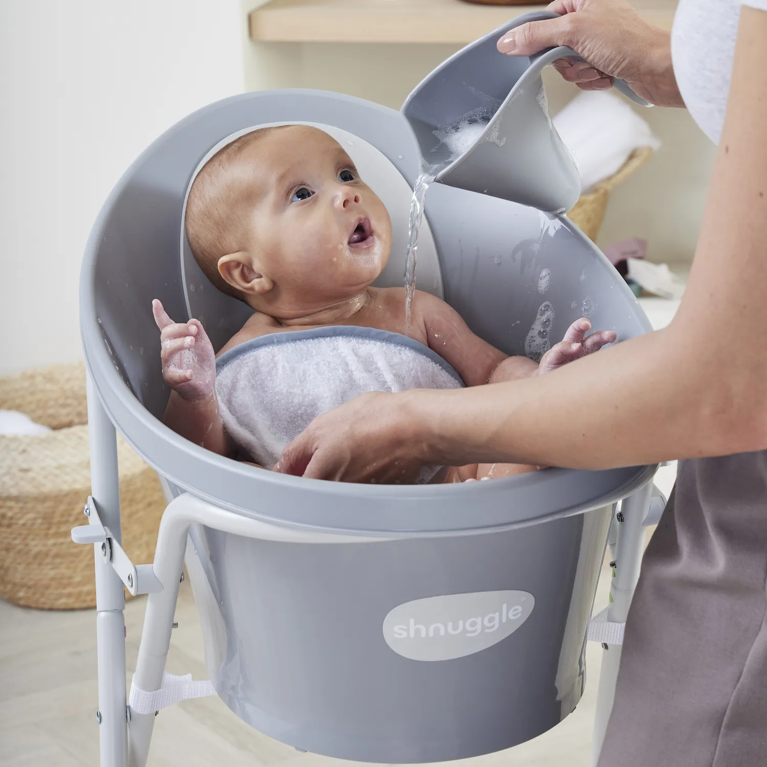 Shnuggle Washy skyllekande Taupe badevask