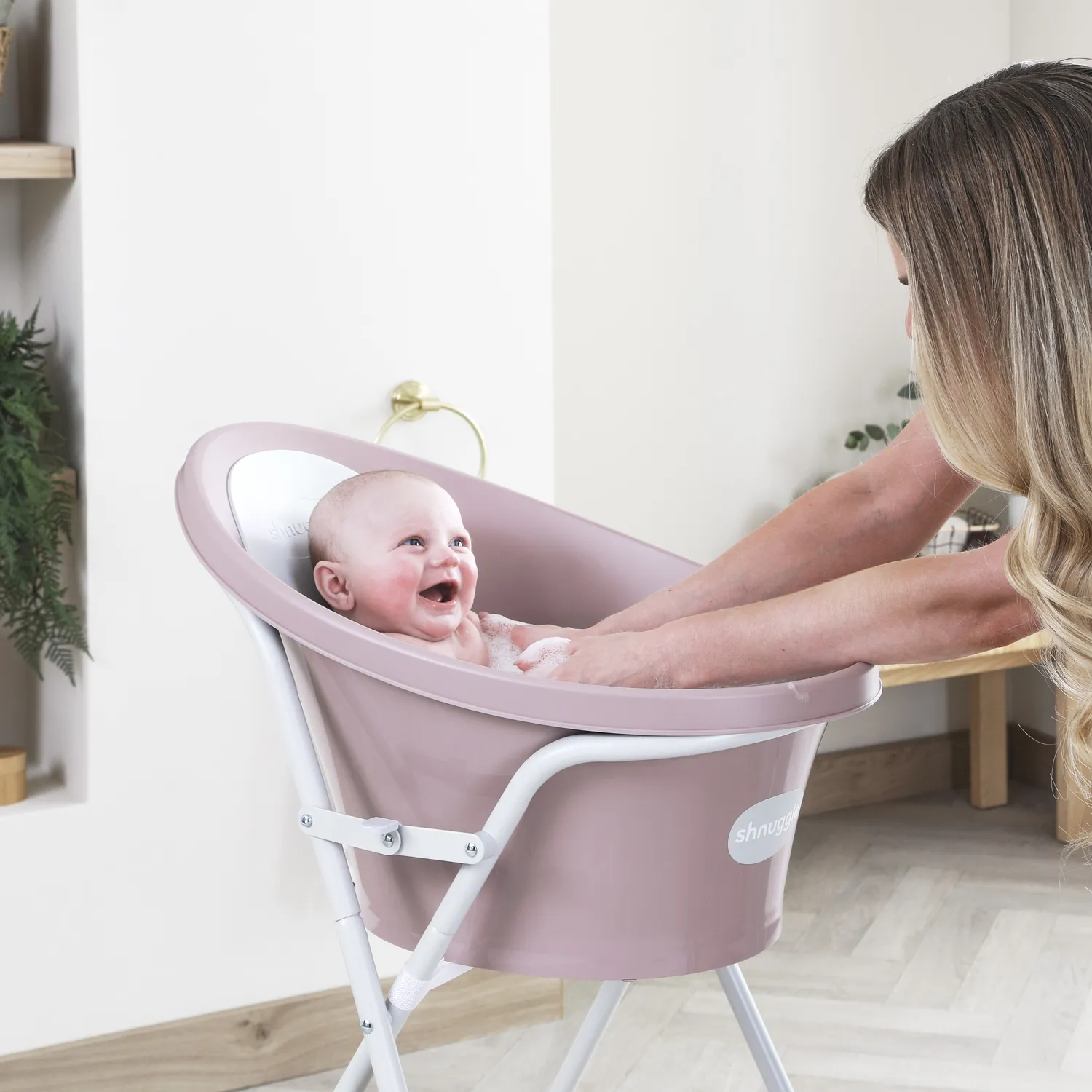 Shnuggle Baby Bath babybadekar hvid/grå blød