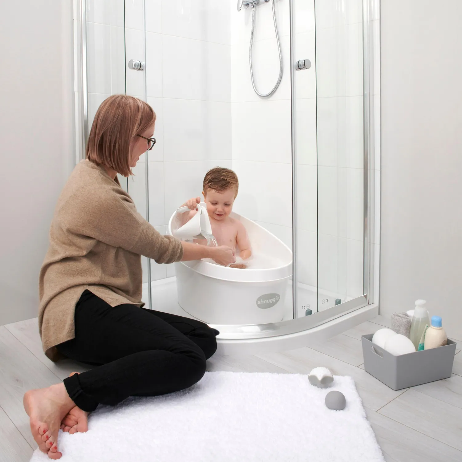 Shnuggle Toddler Bath badekar taupe 9 mdr