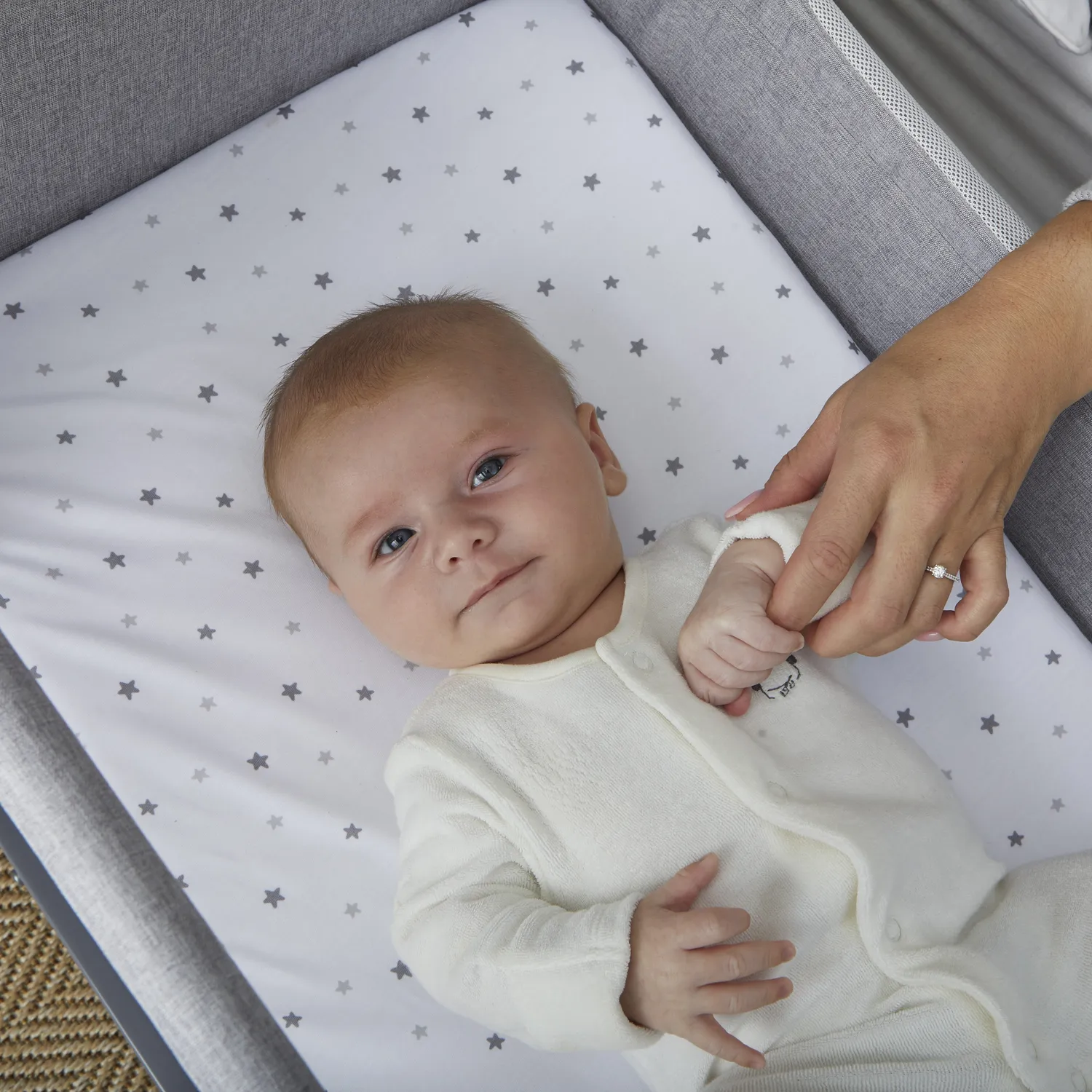 Shnuggle Air Lite bedside crib taupe mesh 6 højder