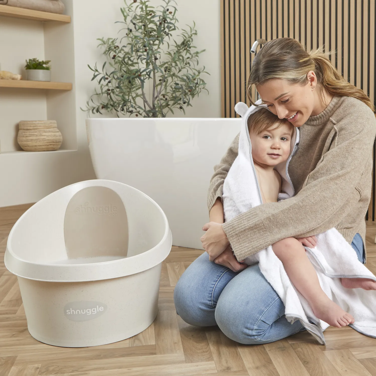 Shnuggle Eco Toddler Bath babybadekar cookies cream genbrug