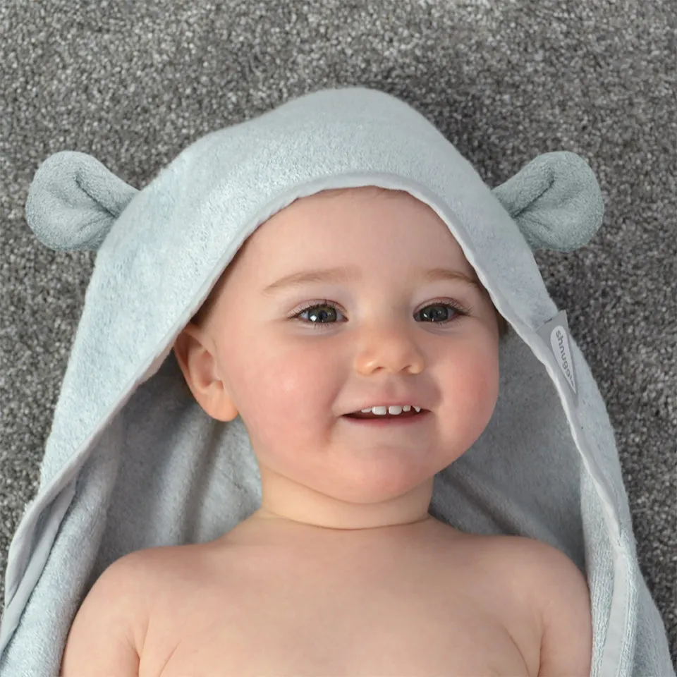 Shnuggle badehåndklæde til baby hvid 85x85 bambus