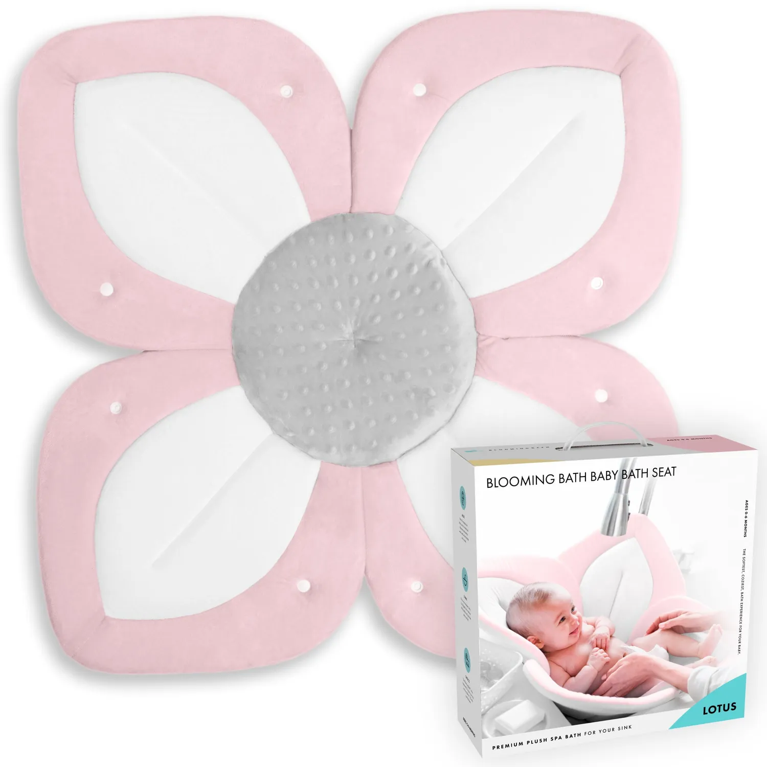 Blooming Bath Lotus badesæde pink-hvid-grå blød vask