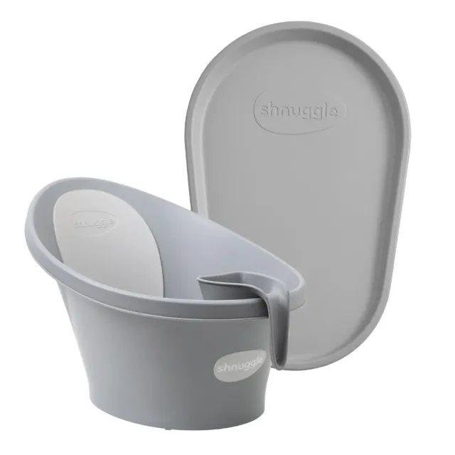 Shnuggle Baby Bath sæt babybadekar pebble grey pusling