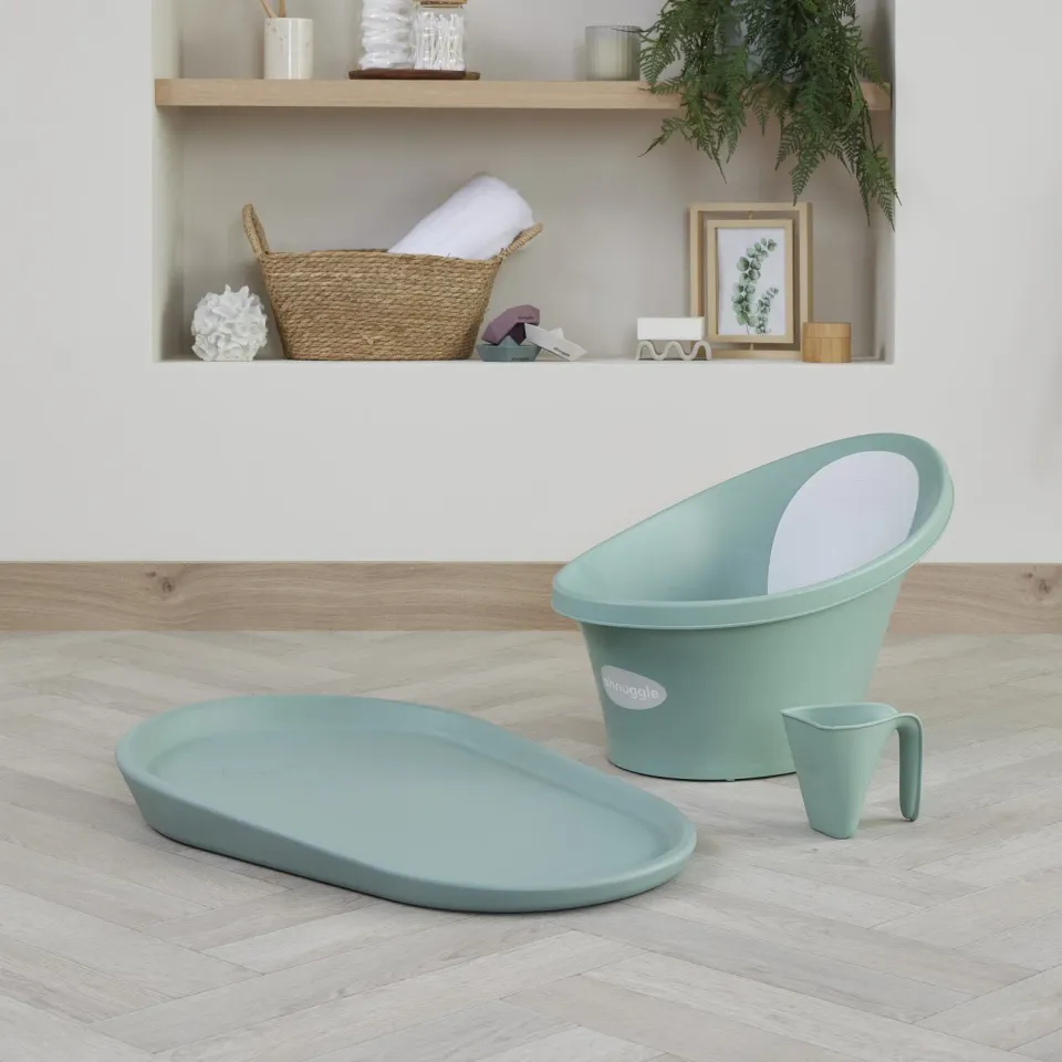 Shnuggle Eucalyptus babybad og puslemåtte sæt