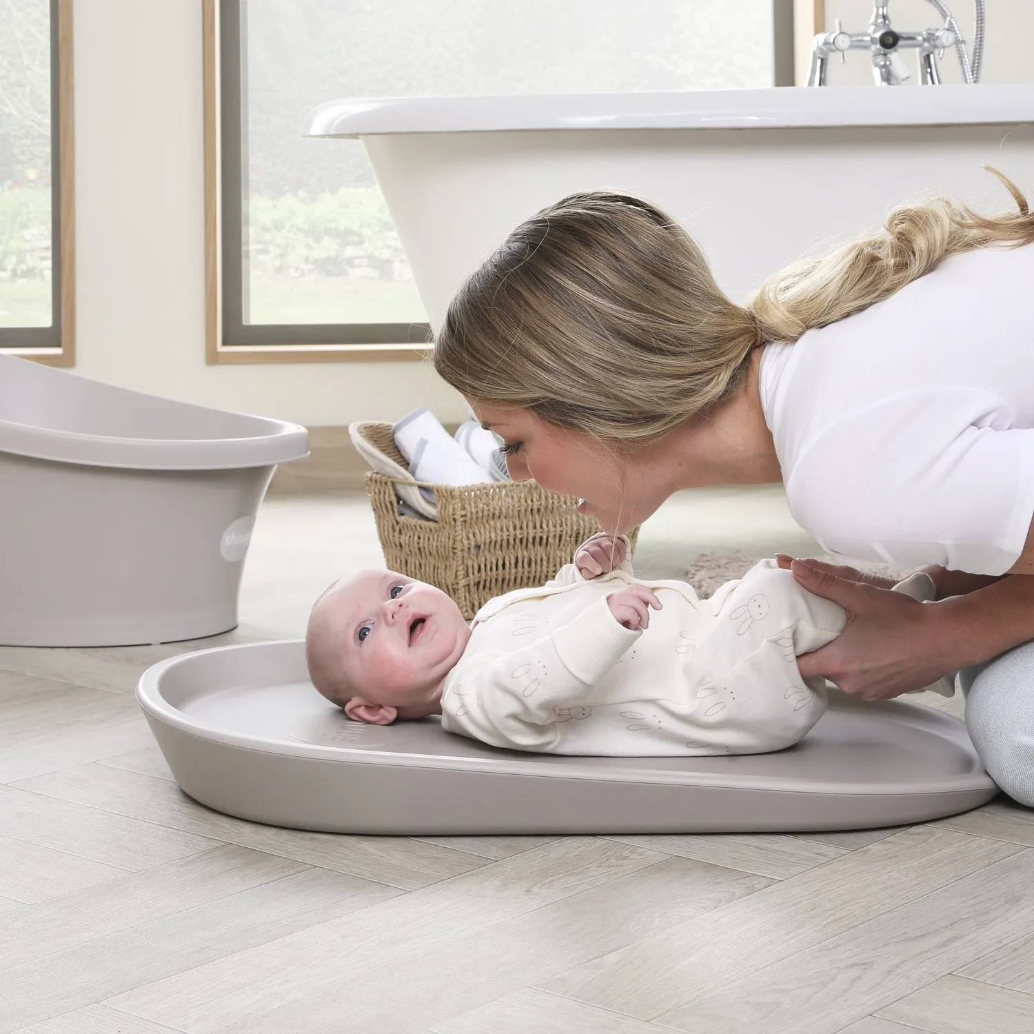 Shnuggle Baby Bath puslesæt taupe med badekar