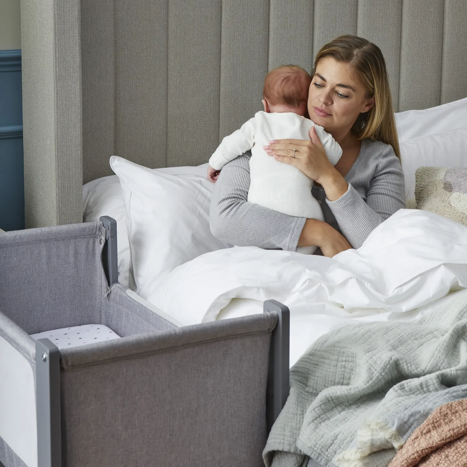 Shnuggle Air Lite bedside crib taupe mesh 6 højder