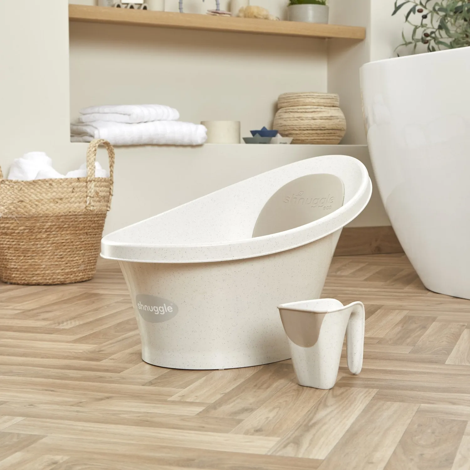Shnuggle Eco babybad med stativ sæt genbrugsplast