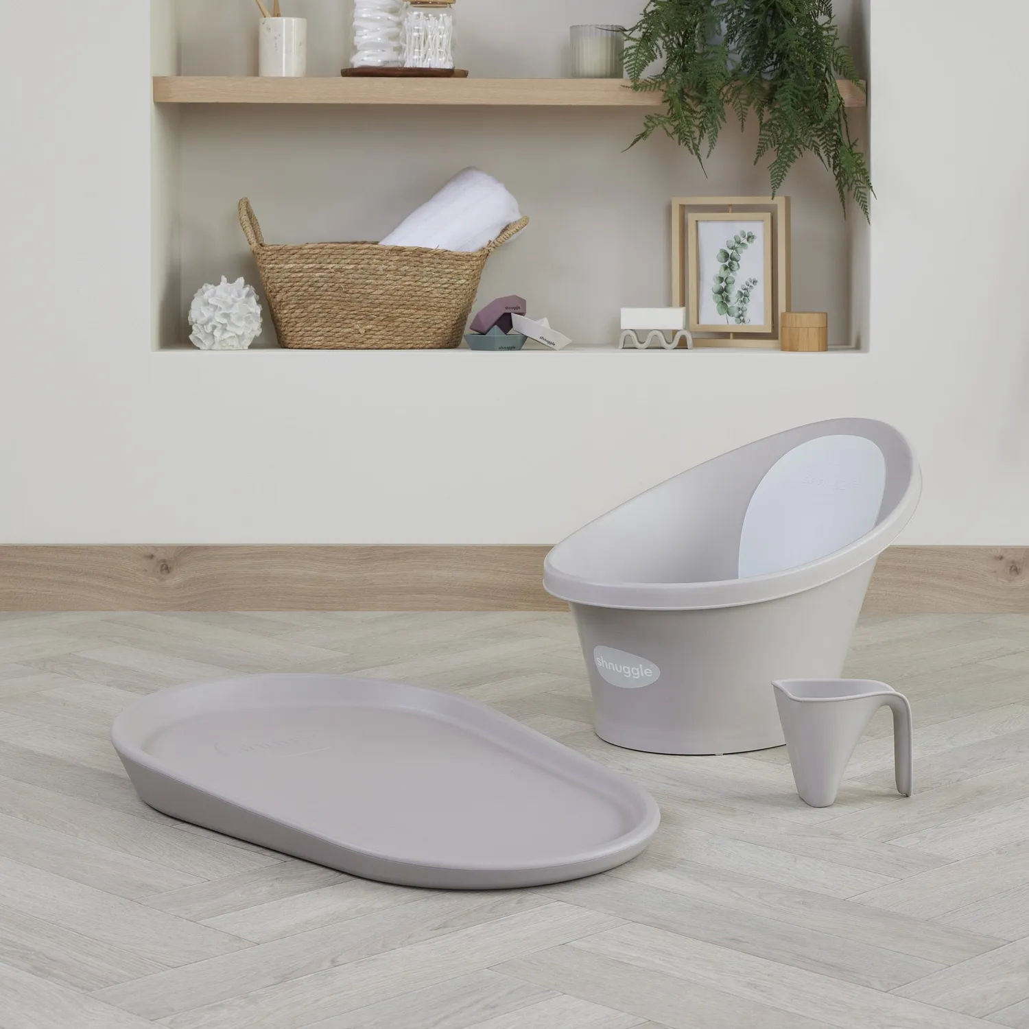 Shnuggle Baby Bath puslesæt taupe med badekar