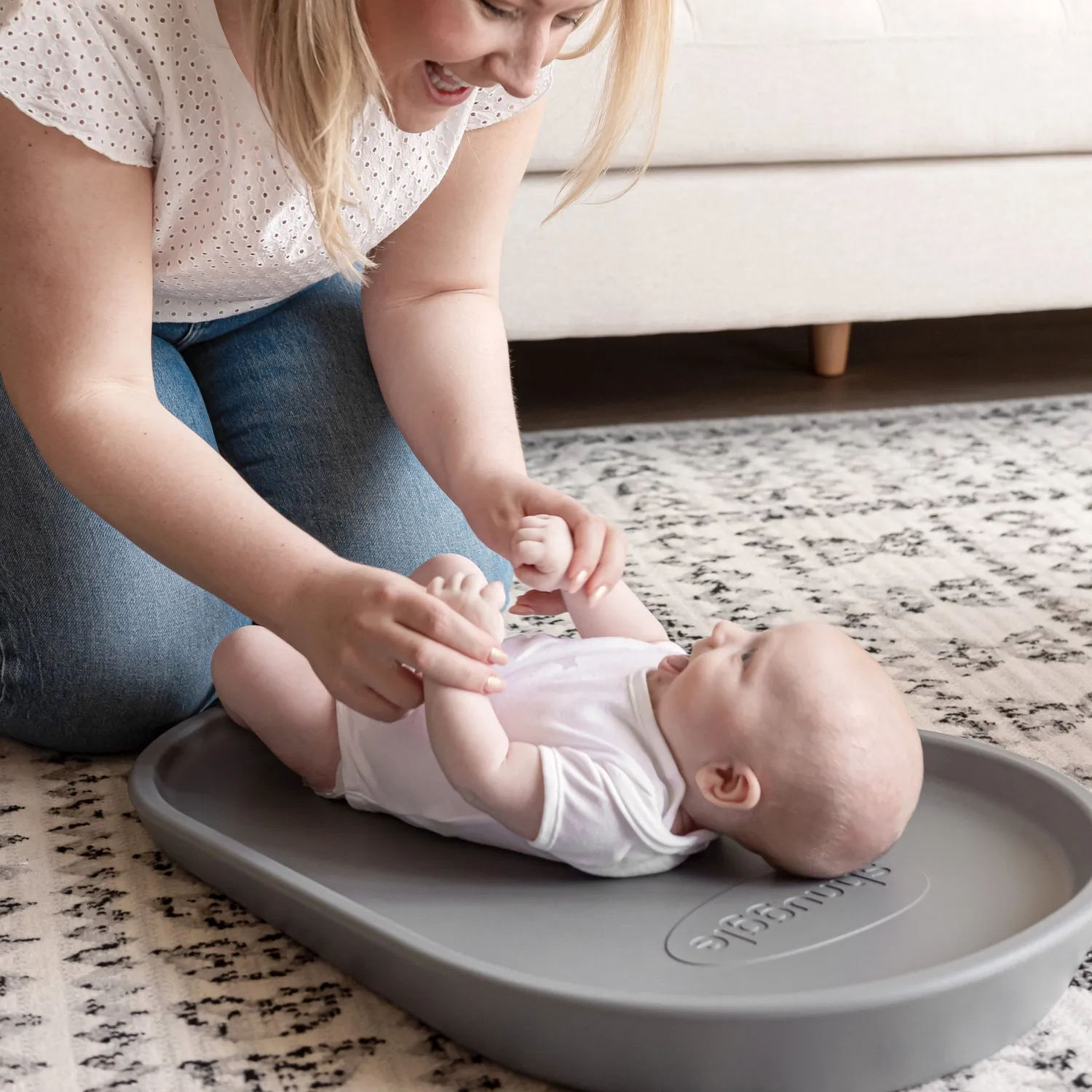 Shnuggle Baby Bath sæt babybadekar pebble grey pusling